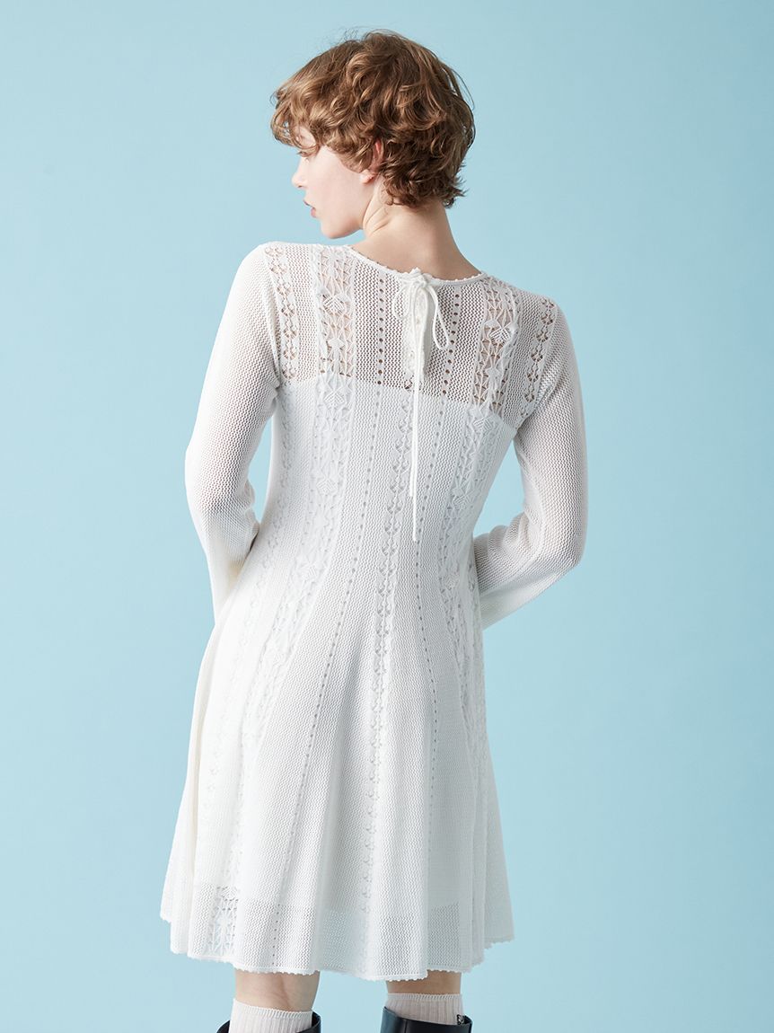 透かし編みニットワンピース(ミニワンピース)｜ワンピース｜FURFUR