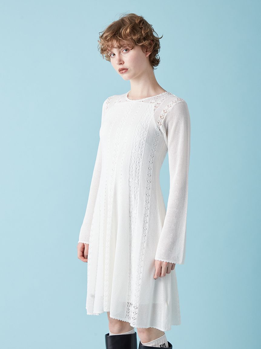 透かし編みニットワンピース(ミニワンピース)｜ワンピース｜FURFUR