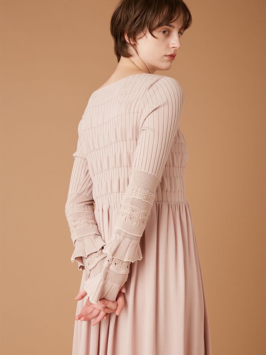 フリルスリーブニットドレス(ロングワンピース)｜ワンピース｜FURFUR