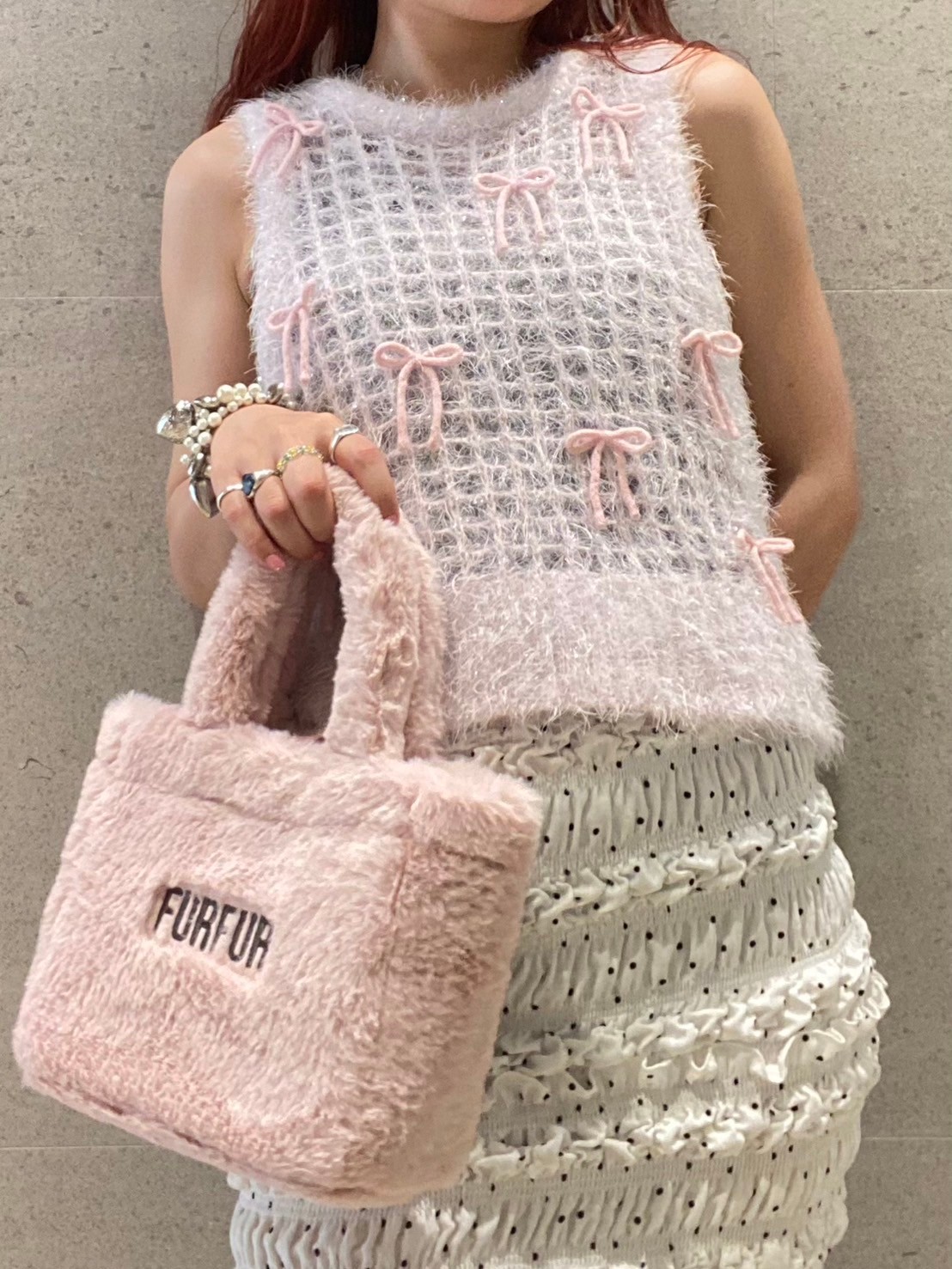 シャイニーリボンベスト(ニット)|トップス|FURFUR(ファー シャイニーリボンベスト(ニット)|トップス|FURFUR(ファー