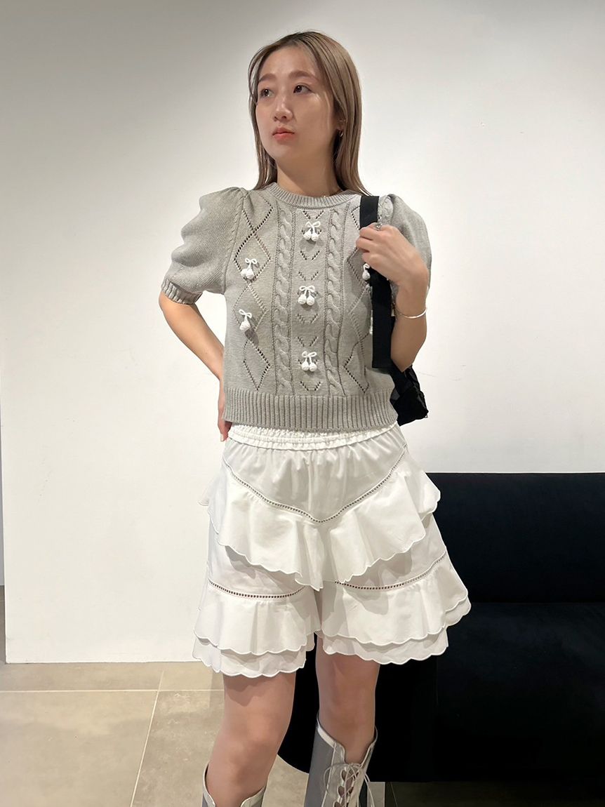 WEB限定カラー】チェリーモチーフニットトップス(ニット