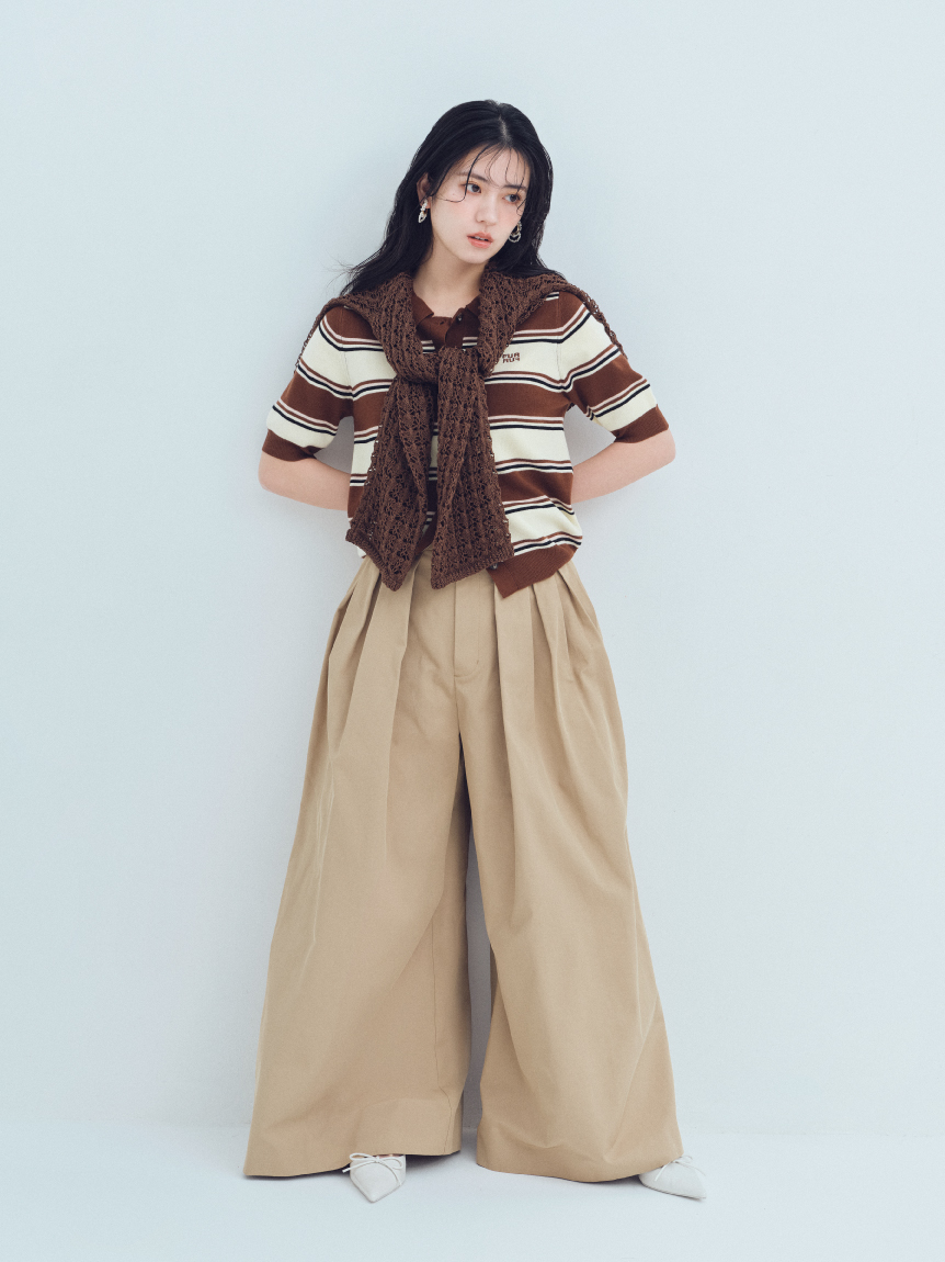 マルチボーダーニットポロシャツ(ニット)｜トップス｜FURFUR