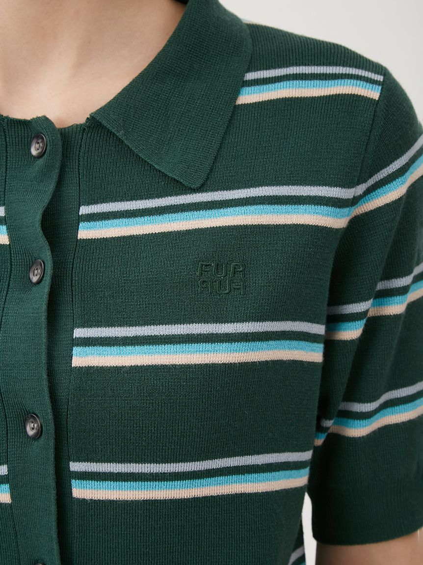 フラットヘッド ニットポロシャツ L リネン コットン ボーダー柄 日本製 刺繍 FREAK'S STORE｜ビックシルエット パイル ポロシャツ ボーダー柄