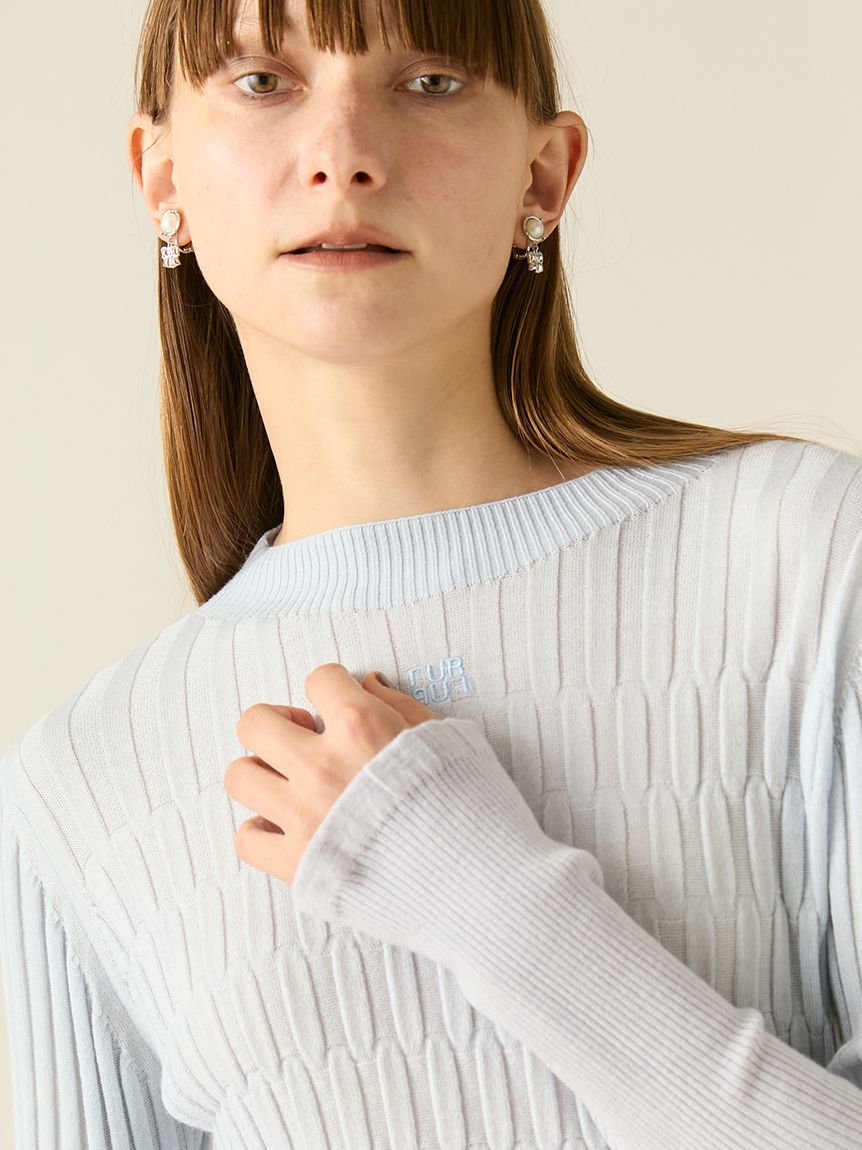 ロゴ刺繍バイカラーリブニット(ニット)｜トップス｜FURFUR（ファー