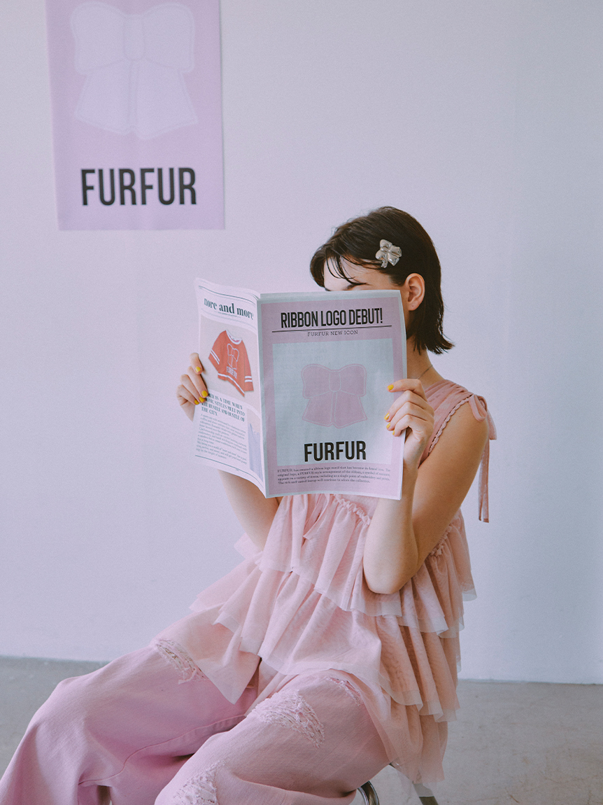FURFUR リボン刺繍ノースリーブボーダーニットトップス リボン刺繍ノースリーブボーダーニットトップス(ニット