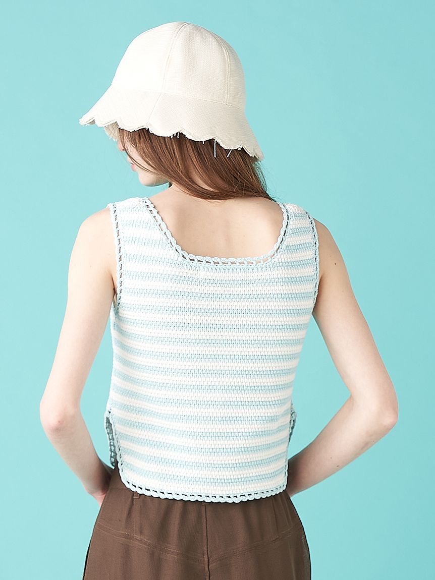 ふりふ リボン刺繍 ニットケープ アイボリー リボン裏ボアニットケープ | outlet | axes femme online shop
