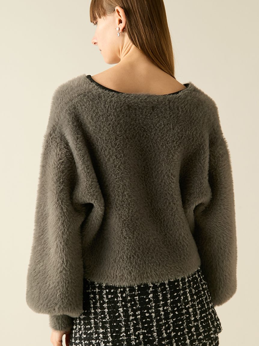 マルチビジューボタンフェザーカーディガン(ニット)｜トップス｜FURFUR