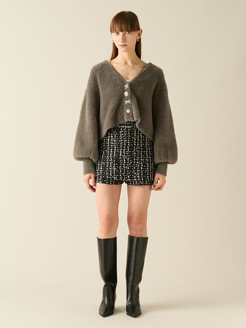 マルチビジューボタンフェザーカーディガン(ニット)｜トップス｜FURFUR