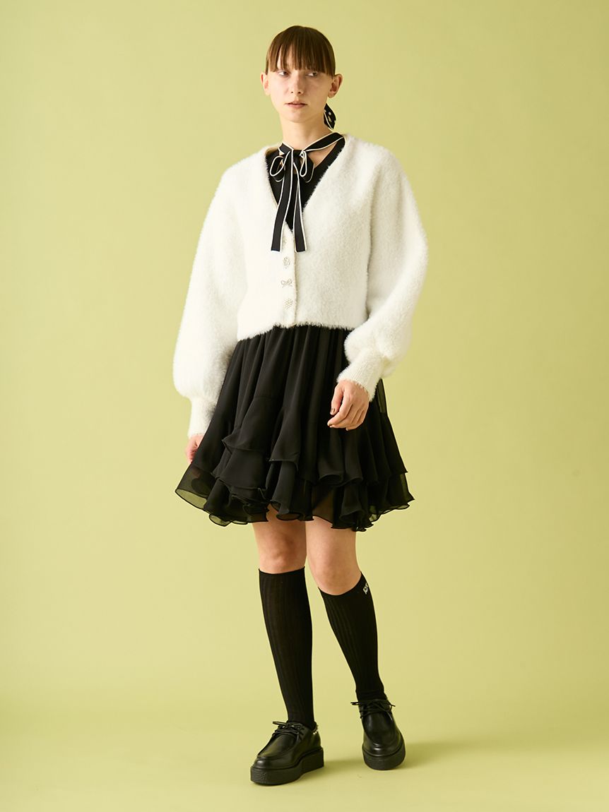 マルチビジューボタンフェザーカーディガン(ニット)｜トップス｜FURFUR