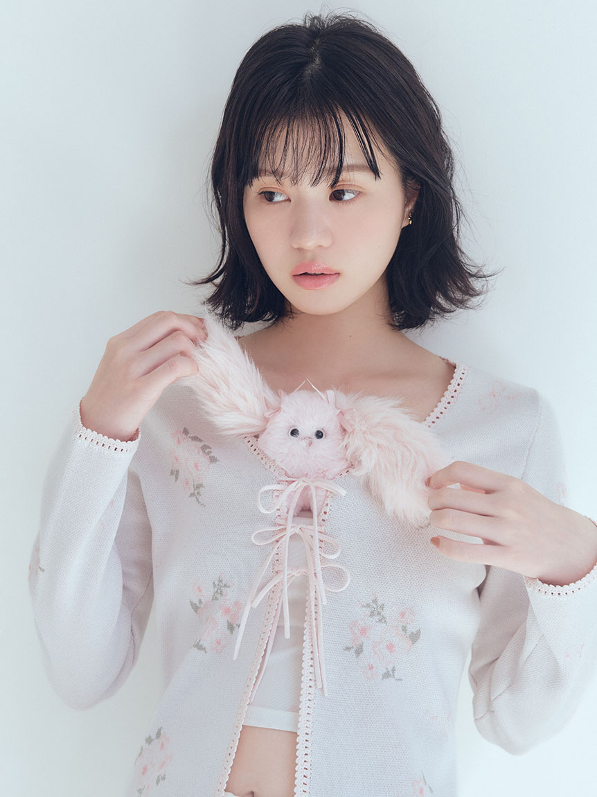 フラワーリボンジャガードカーディガン(ニット)｜トップス