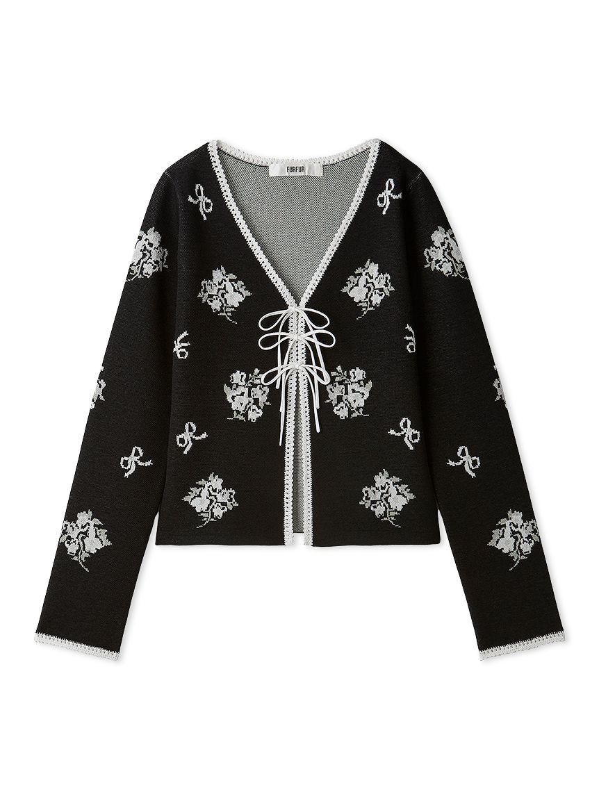 フラワーリボンジャガードカーディガン(ニット)｜トップス｜FURFUR