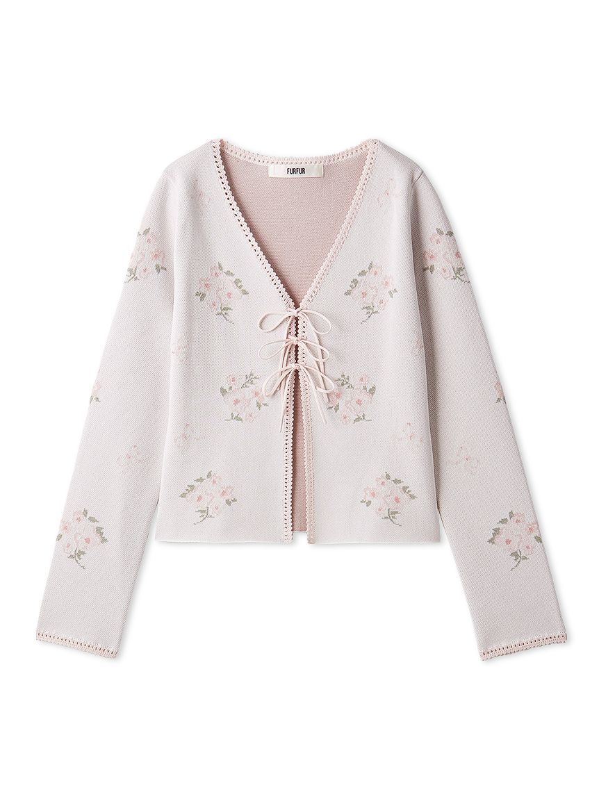 フラワーリボンジャガードカーディガン(ニット)｜トップス｜FURFUR