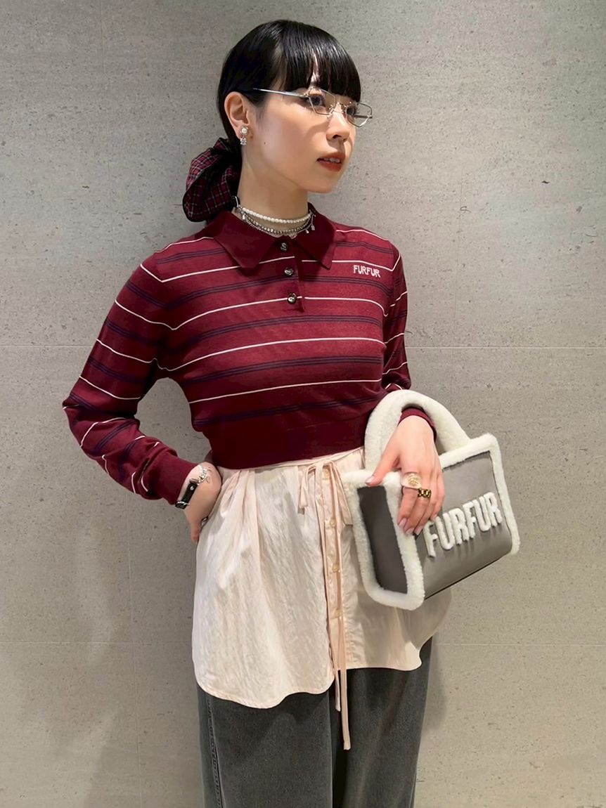 新品タグ付き レイヤードポロカットソー BRW ブラウン ピンク 新品タグ付き レイヤードポロカットソー BRW ブラウン ピンク 新品タグ