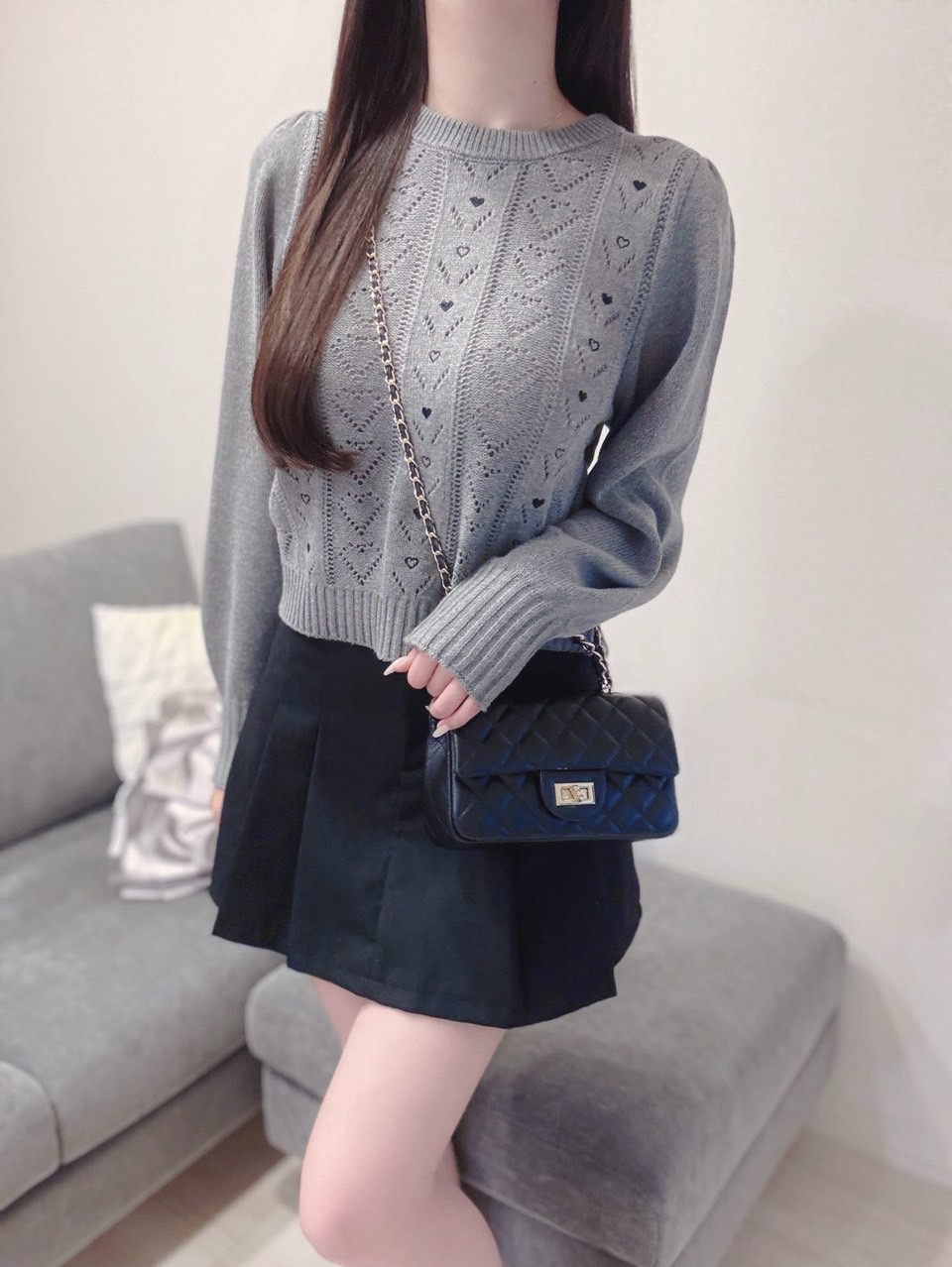 オフィシャルサイト限定】ハート刺繍アイレットニットトップス