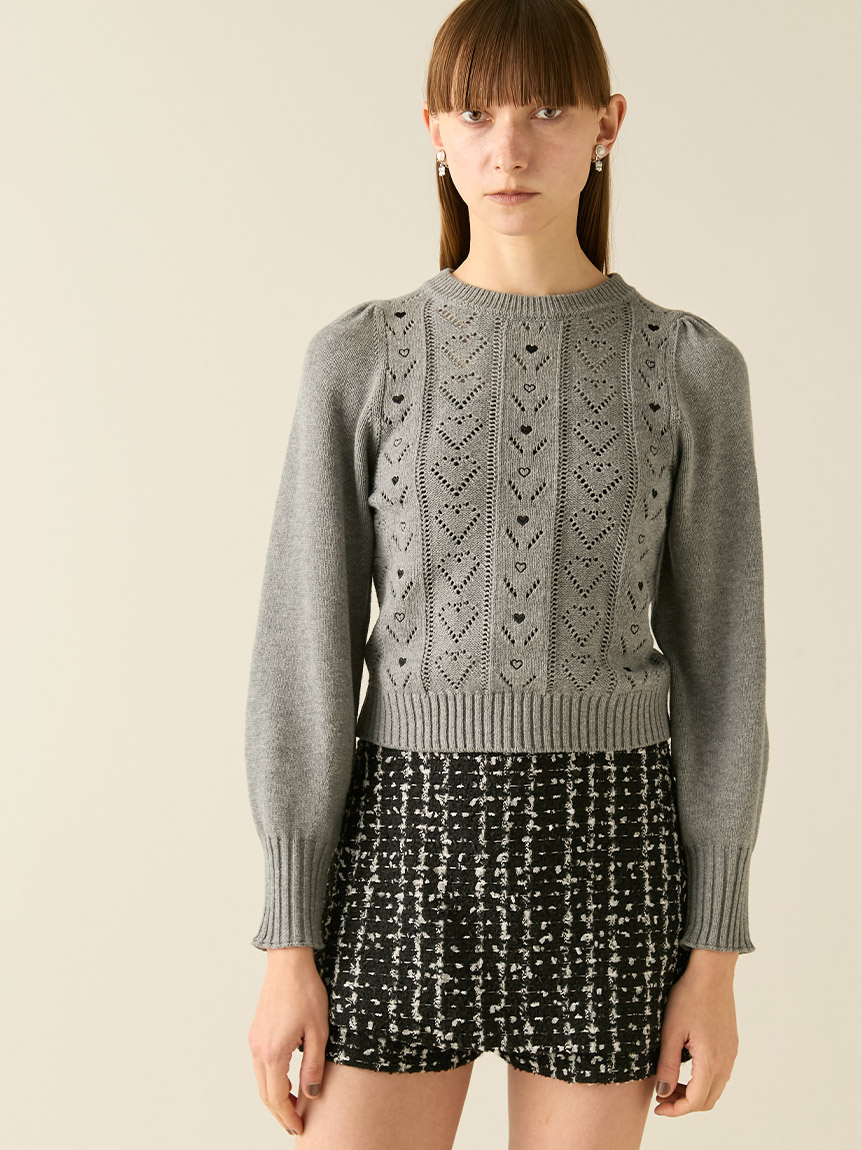オフィシャルサイト限定】ハート刺繍アイレットニットトップス(ニット