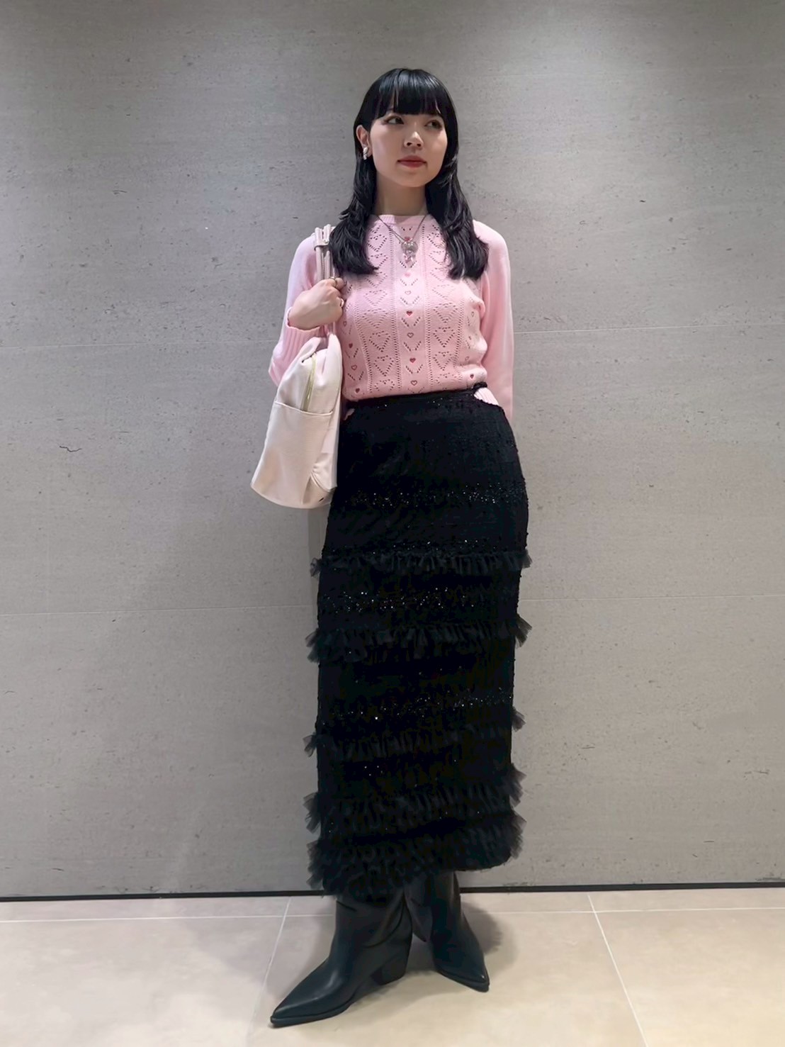 m♡ページ オフィシャルサイト限定】ハート刺繍アイレットニットトップス(ニット