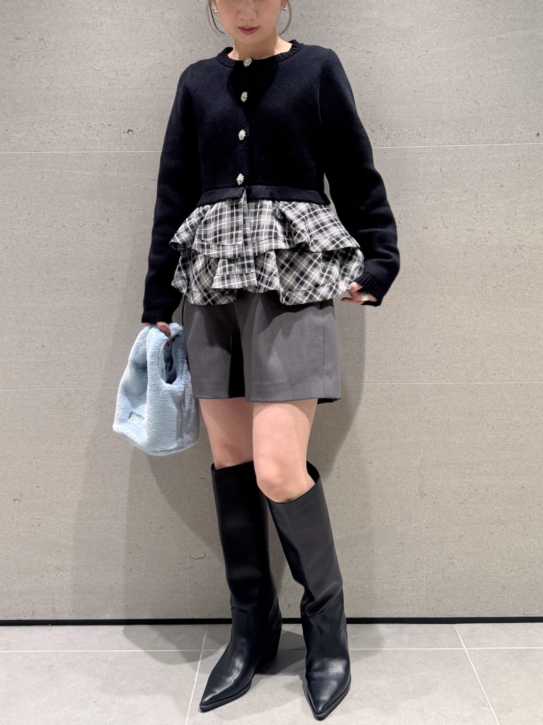 WEB限定カラー】ペプラムレイヤードカーディガン(ニット)｜トップス