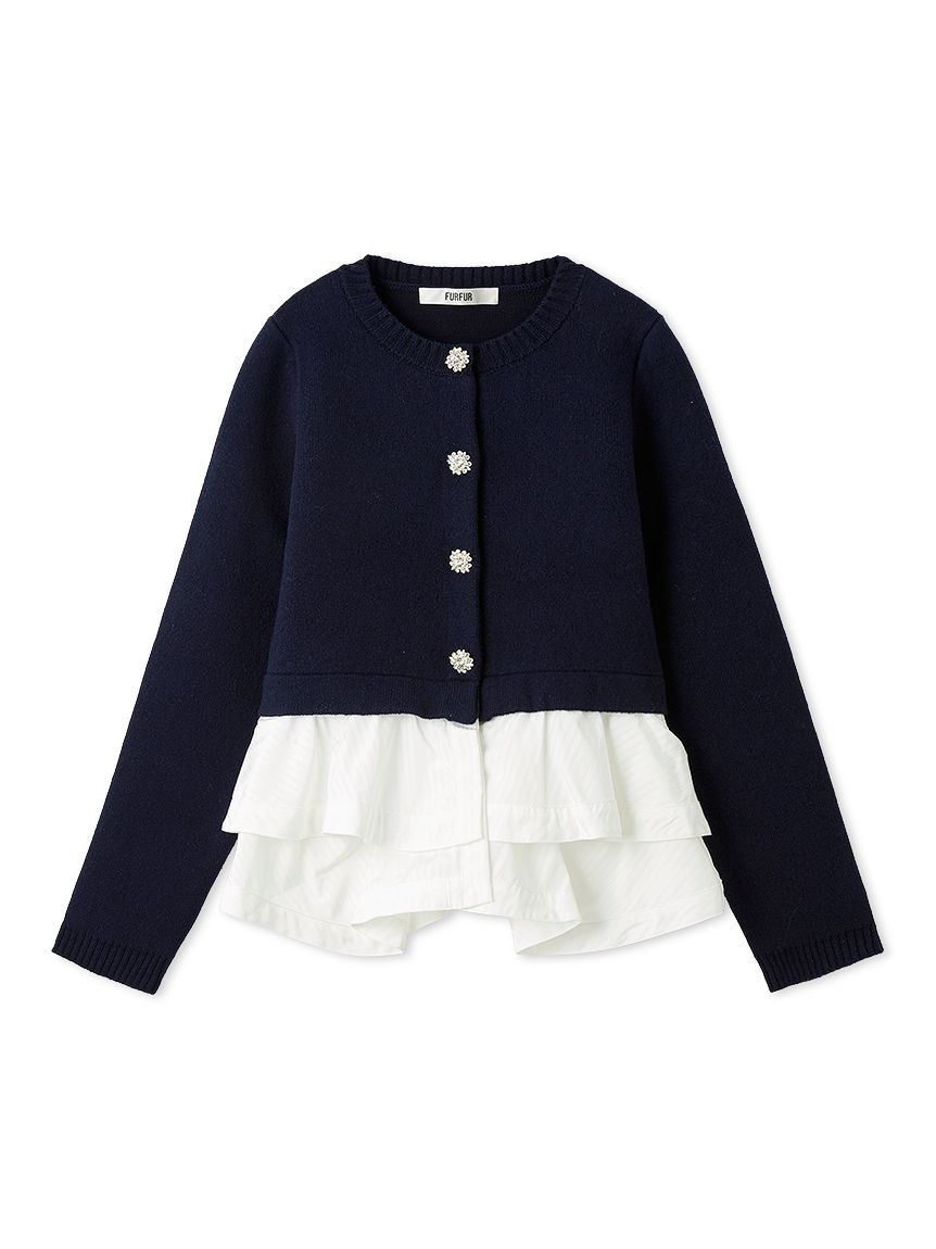 WEB限定カラー】ペプラムレイヤードカーディガン(ニット)｜トップス