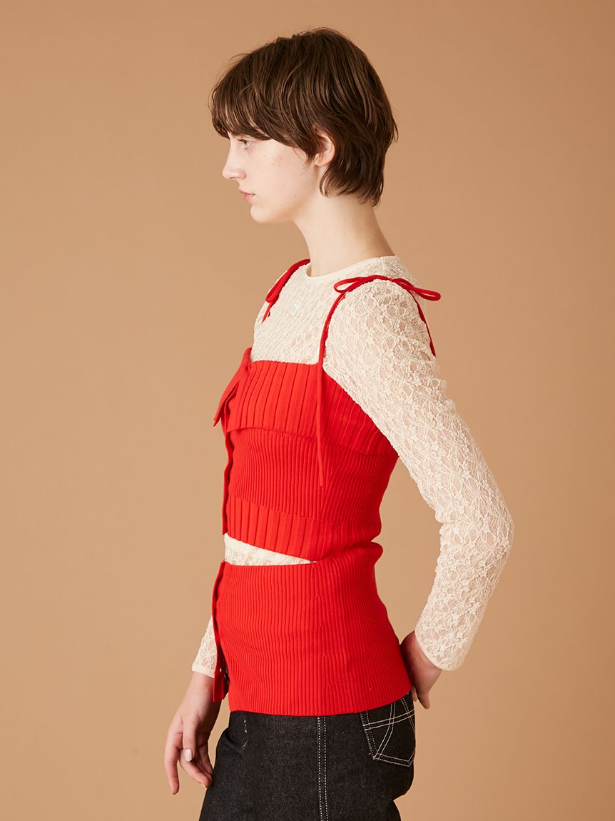 トップス SHISHIKUI Knit Cami / Red shishikui Knit Cami / Red