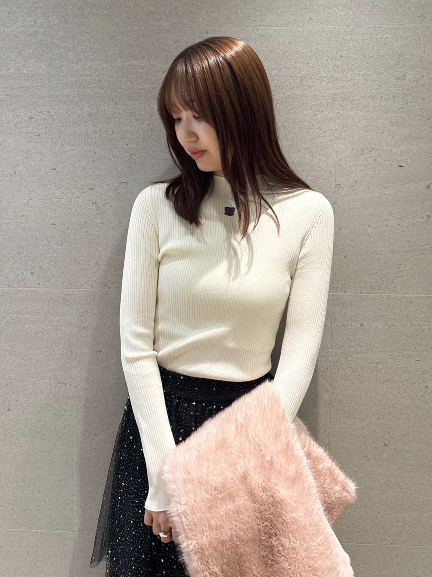 限定カラー】リボン刺繍リブニットトップス(ニット)｜トップス｜FURFUR