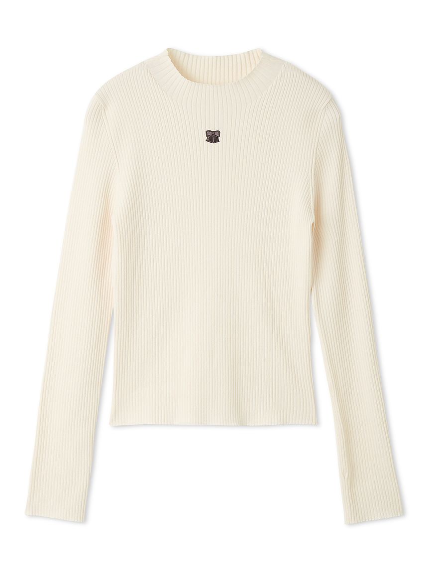 限定カラー】リボン刺繍リブニットトップス(ニット)｜トップス