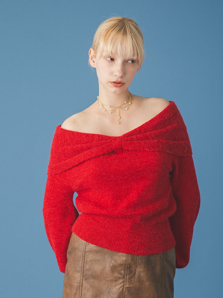 リボンモヘアニットトップス(ニット)｜トップス｜FURFUR（ファーファー