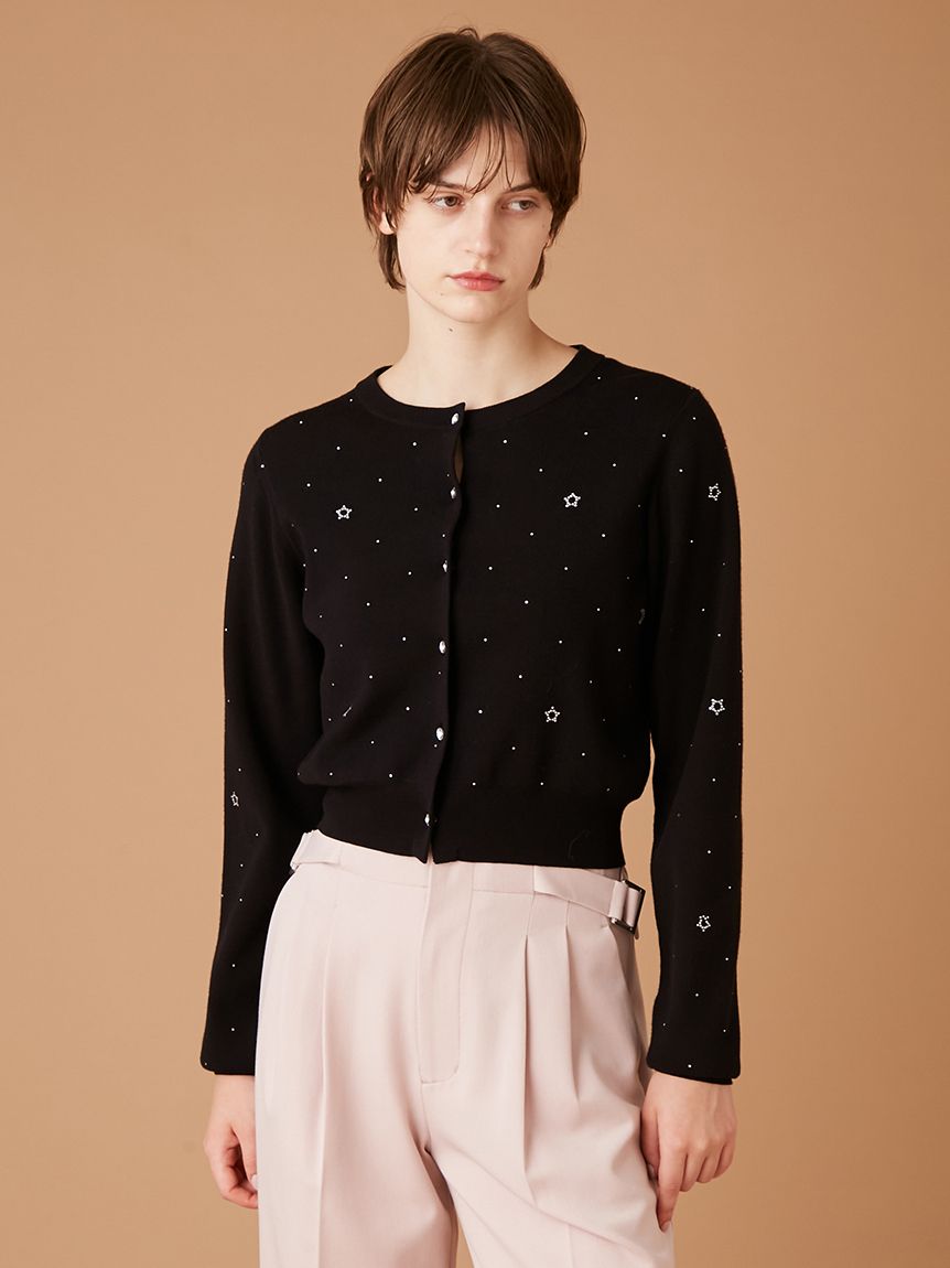 Twilightラインストーンクルーネックカーディガン(ニット)｜トップス