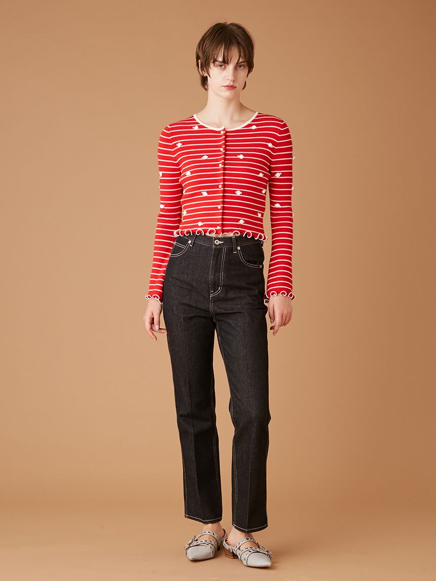 プティフラワーボーダーカーディガン(ニット)｜トップス｜FURFUR