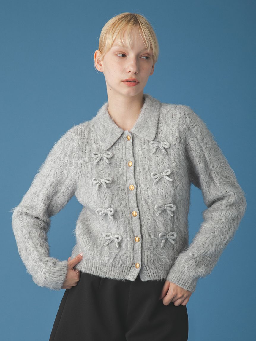 リボンデザインアランポロニットトップス(ニット)｜トップス｜FURFUR