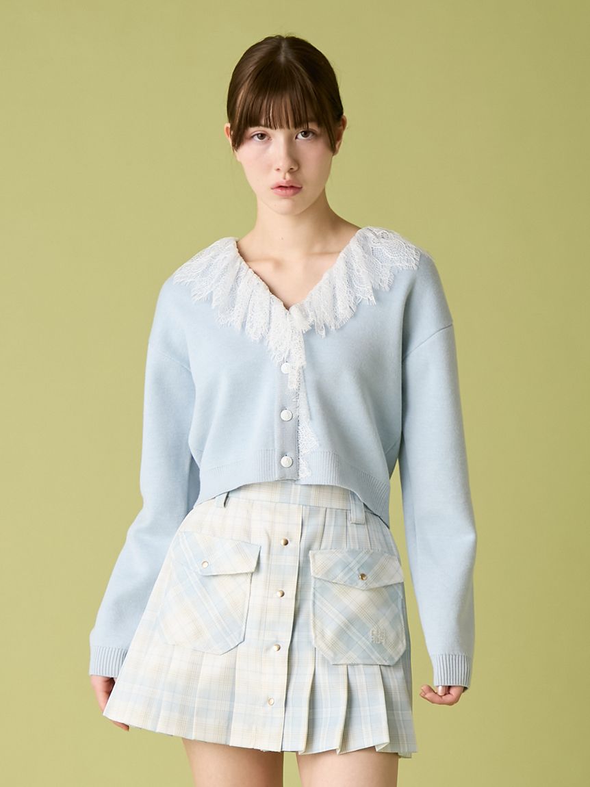 aratama アンティークレース付きニットカーディガン aratama アンティークレース付きニットカーディガン