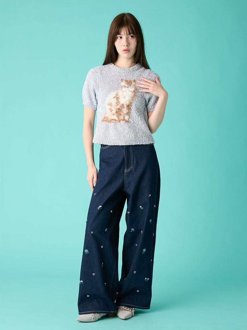 キャットモチーフジャガードニットトップス(ニット)｜トップス｜FURFUR