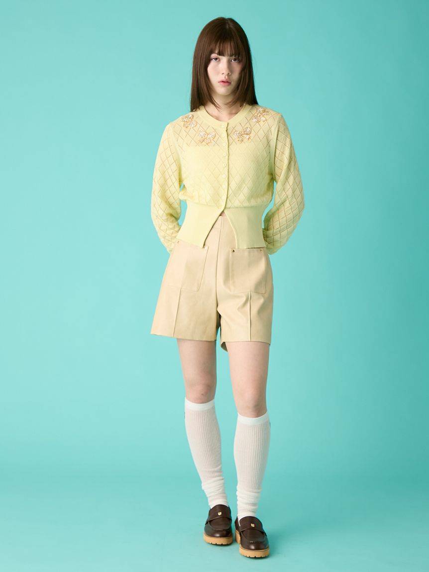 リボンビーズ刺繍アイレットカーディガン(ニット)｜トップス｜FURFUR