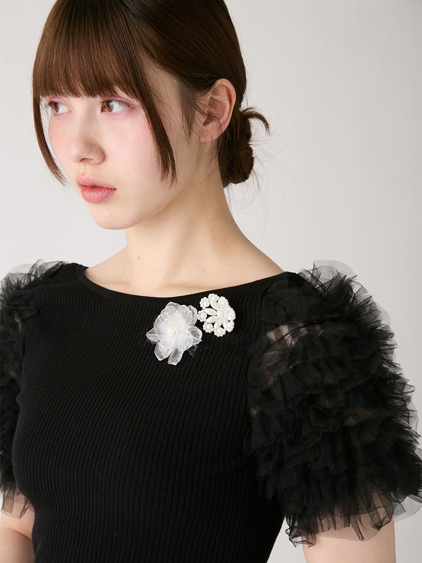 furfur♡レーススリーブセーター チュチュスリーブニットトップス(ニット)｜トップス｜FURFUR（ファー