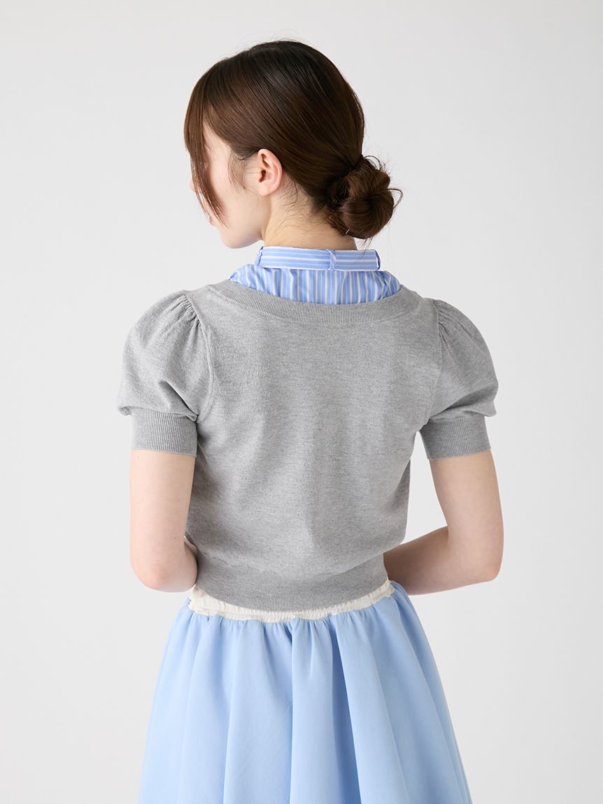 トップス Mamilyn ボウタイドッキングニットトップス〈マシンウォッシャブル〉(ニット
