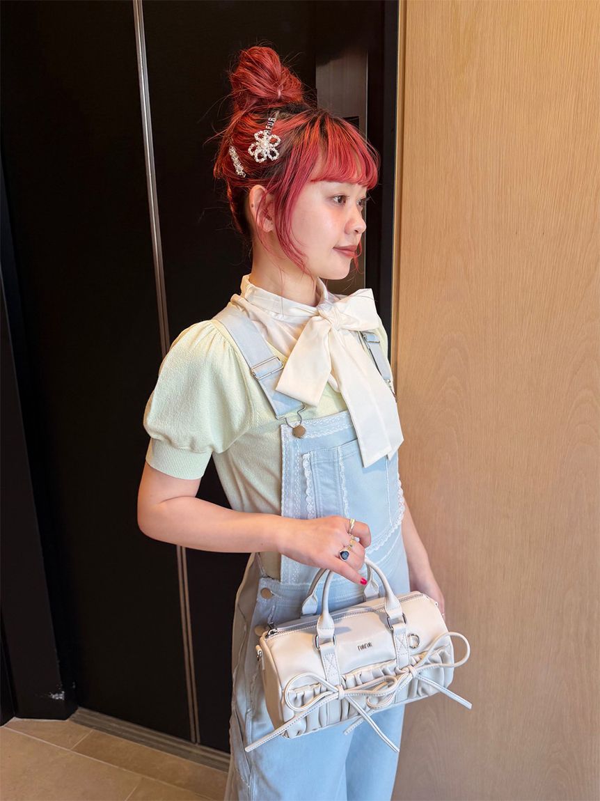 トップス Mamilyn ボウタイドッキングニットトップス〈マシンウォッシャブル〉(ニット
