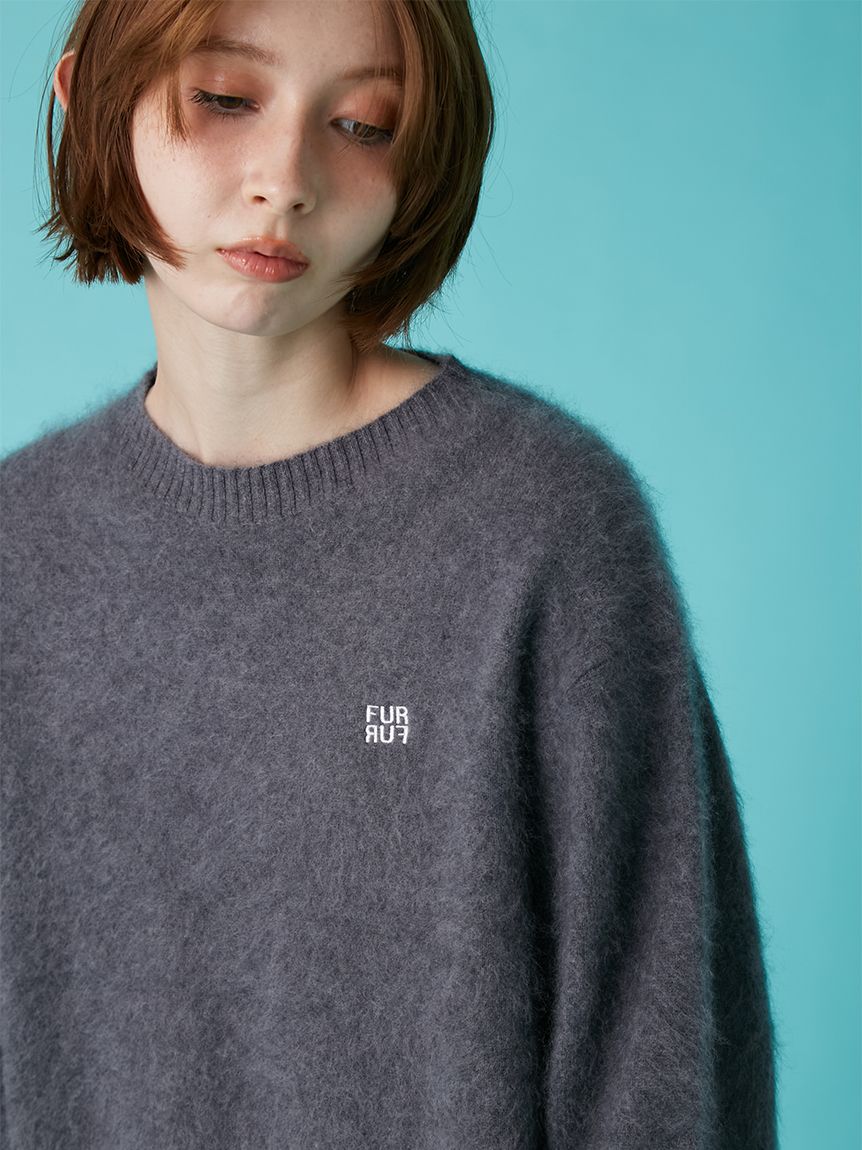 ウールミンクロゴ刺繍クルーネックニット(ニット)｜トップス｜FURFUR