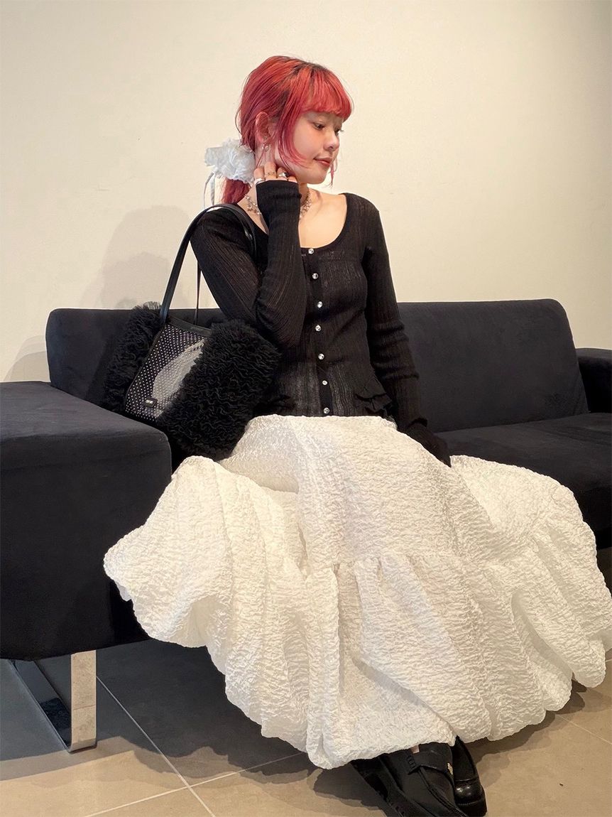 ファーライクペプラムカーディガン フリルペプラムカーディガン(ニット)｜トップス｜FURFUR（ファーファー
