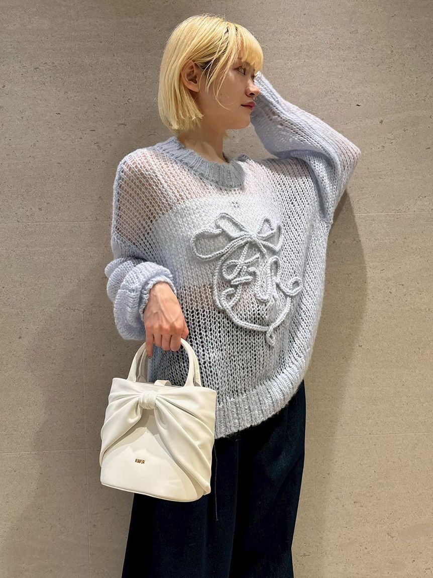 もりもり♡ リボンロゴ刺繍セーター(ニット)｜トップス｜FURFUR（ファーファー