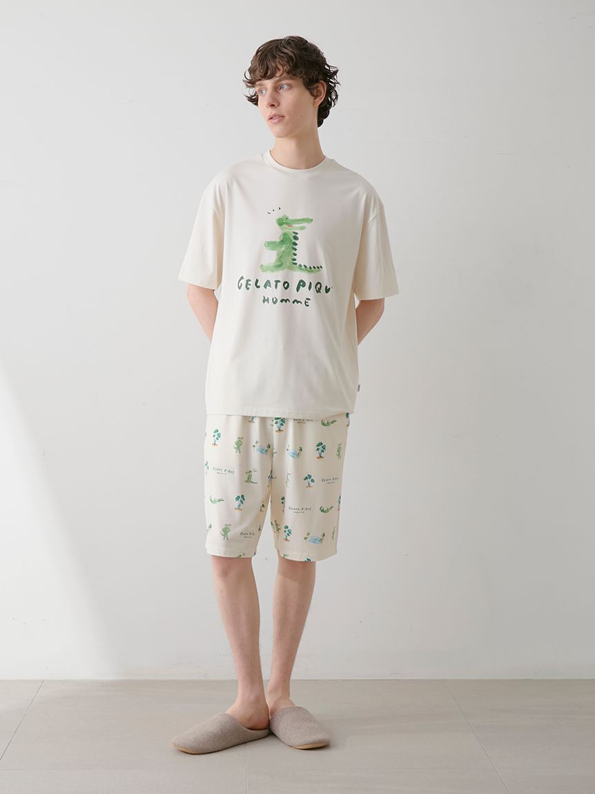 HOMME】【接触冷感】ワニ柄 プリントハーフパンツ(ハーフパンツ