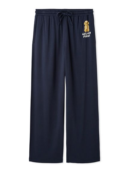 【HOMME】 DOGワンポイントプリントロングパンツ