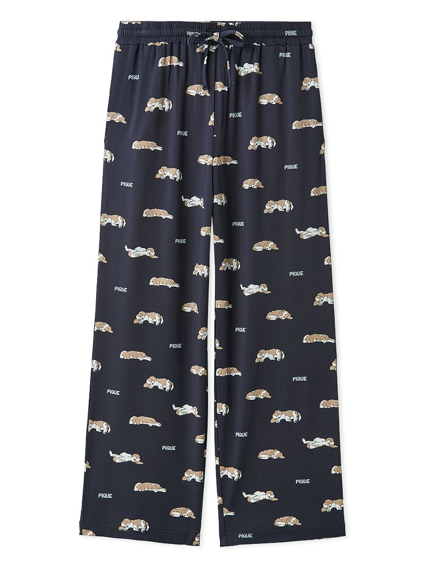 HOMME】レーヨンスリーピングドッグ柄ロングパンツ(ロングパンツ