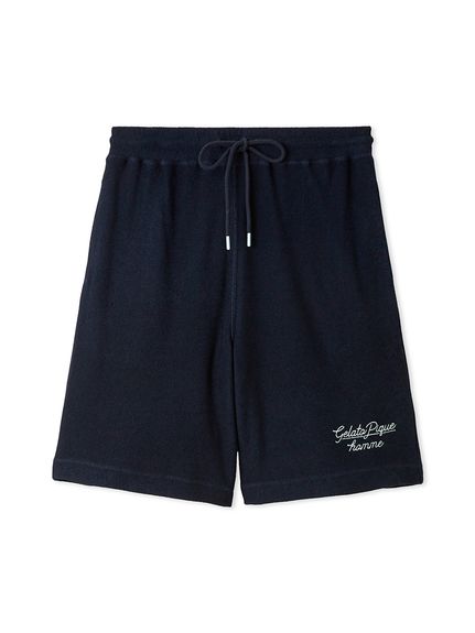 HOMME】【接触冷感】【UVカット】パイルワンポイントロゴ刺繍ハーフ