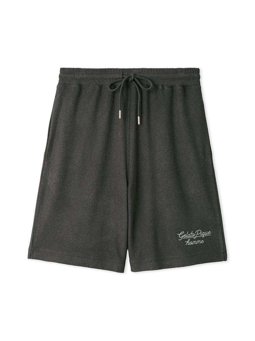 HOMME】【接触冷感】【UVカット】パイルワンポイントロゴ刺繍ハーフ
