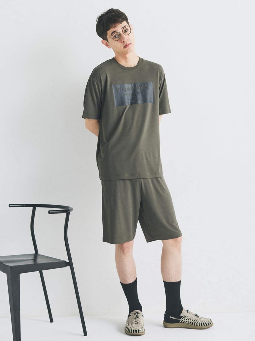 ONLINE限定】【HOMME】ワンポイントロゴTシャツ ハーフパンツ巾着