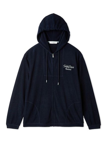 【HOMME】【接触冷感】【UVカット】パイルワンポイントロゴ刺?パーカ