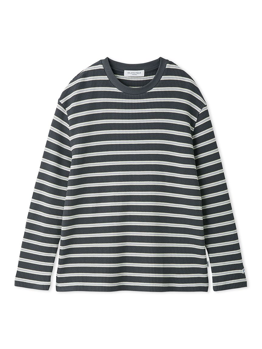 HOMME】ワッフルボーダーロンT(カットソー・Tシャツ)｜ルームウェア