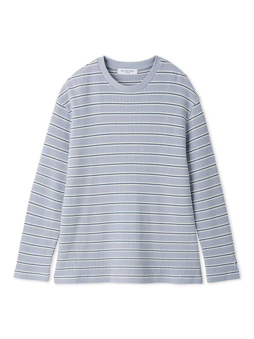 HOMME】ワッフルボーダーロンT(カットソー・Tシャツ)｜ルームウェア