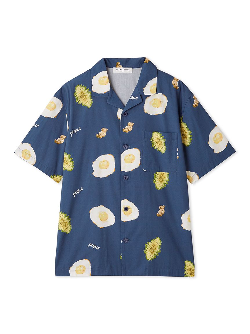 ジェラートピケ 半袖シャツ HOMME】サニーサイドエッグ総柄シャツ(シャツ)｜ルームウェア