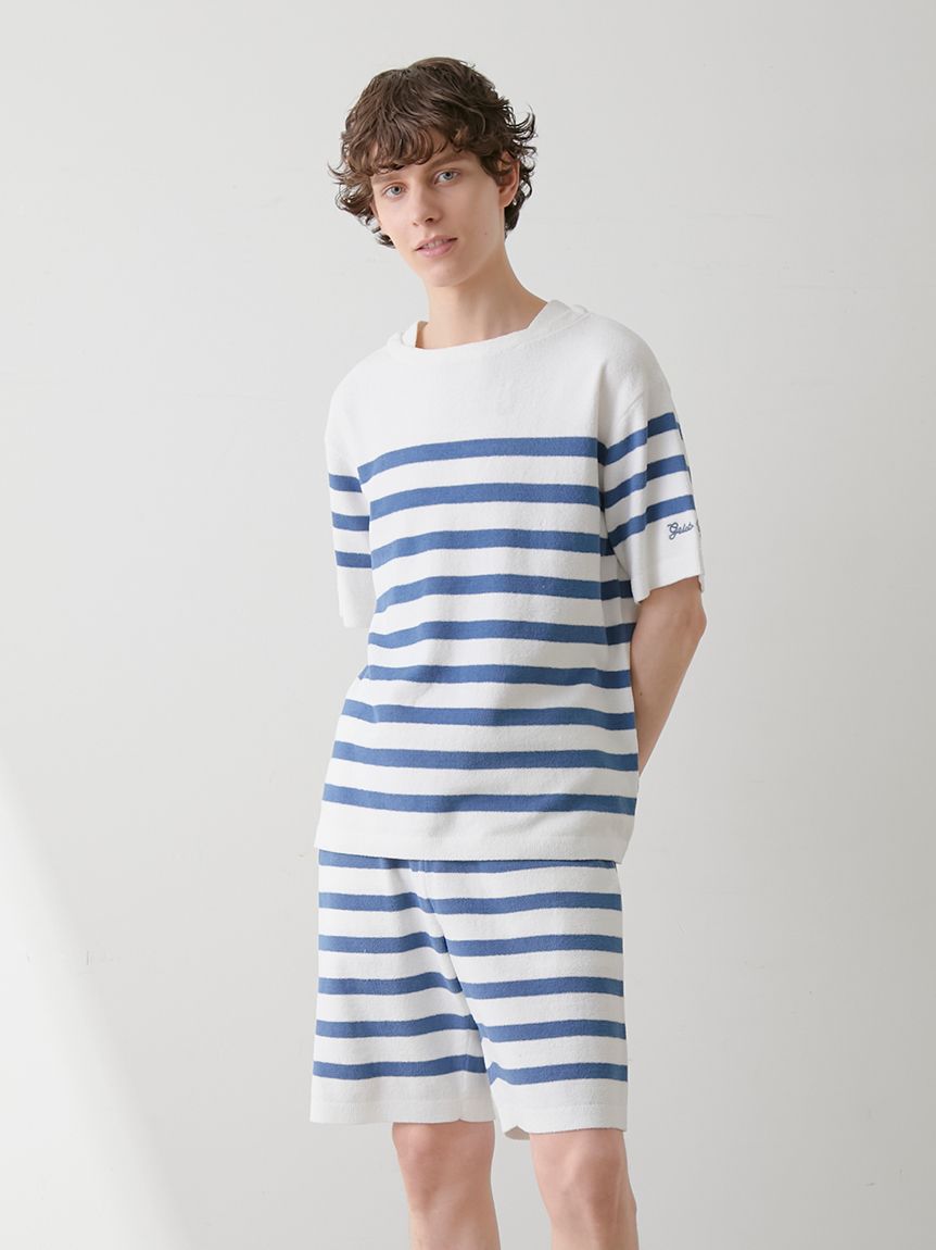 すぐ届く☆gelato pique ペアできる ルームウェア ハーフパンツ HOMME】パイルロゴ刺繍ハーフパンツ(ハーフパンツ)｜ルーム