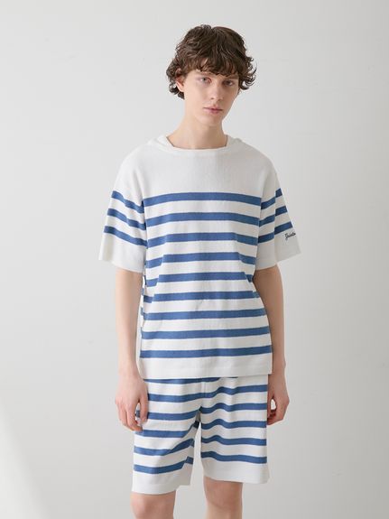 gelato pique べビモコハイネックボーダープルオーバー　ブラウンL HOMME】エアリーモコマリンボーダープルオーバー(ニットプル